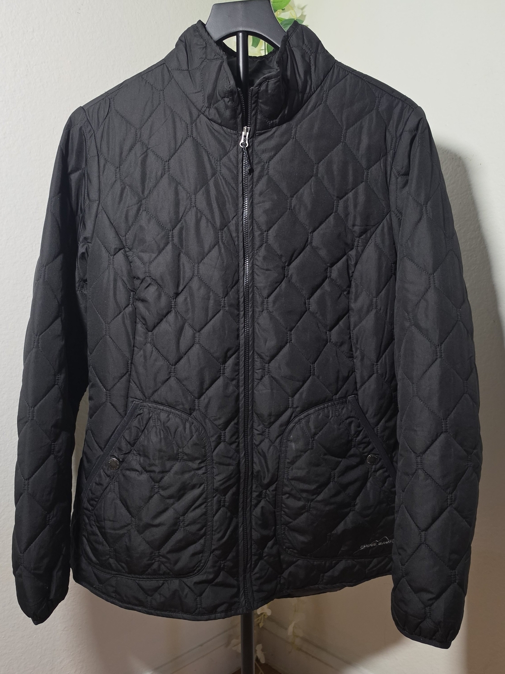 Women's Quilted Black Jacket - Lightweight Zip Front
